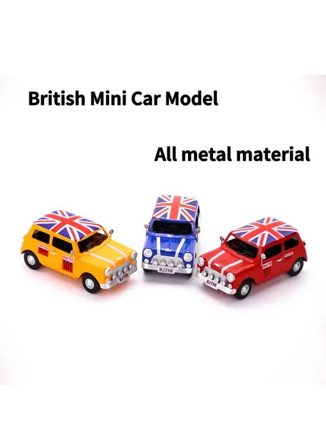 Yellow Vintage British Mini Car Model All Metal Handmade Desktop Decoration - Image 1